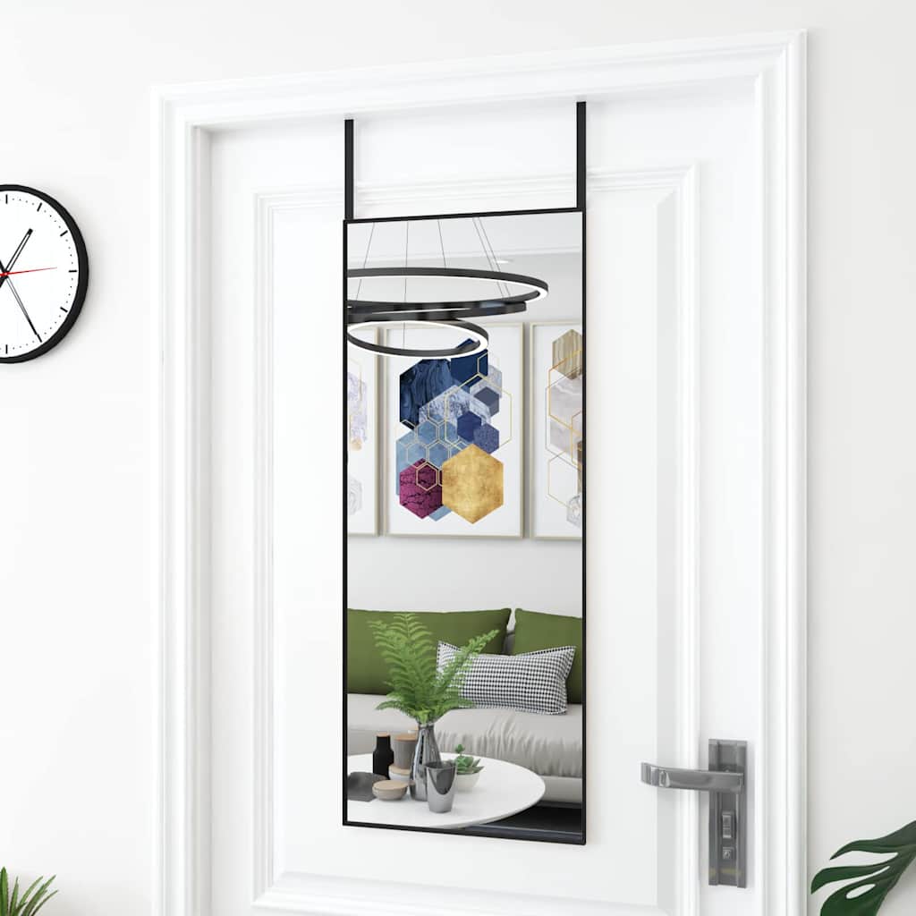 Uksepeegel, must, 40 x 100 cm, klaas ja alumiinium