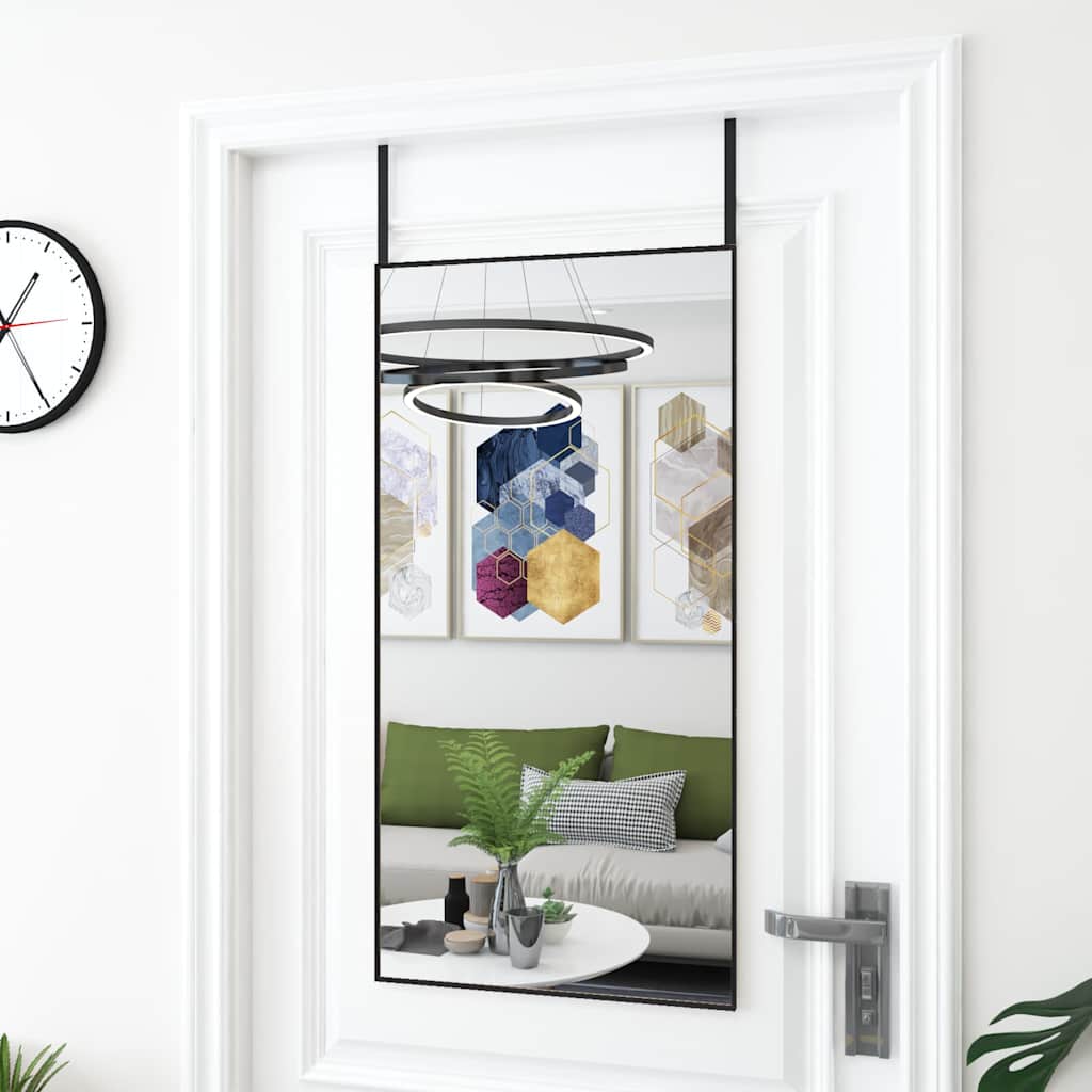 Uksepeegel, must, 50 x 100 cm, klaas ja alumiinium