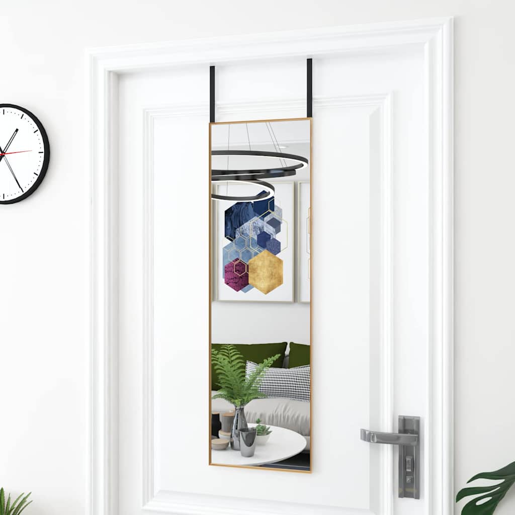 Uksepeegel, kuldne, 30 x 100 cm, klaas ja alumiinium