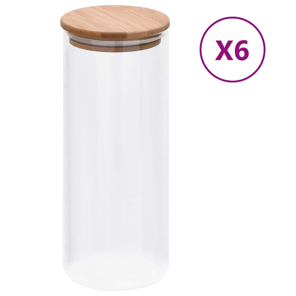 Klaasist säilituspurgid, bambusest kaanega, 6 tk, 1000 ml