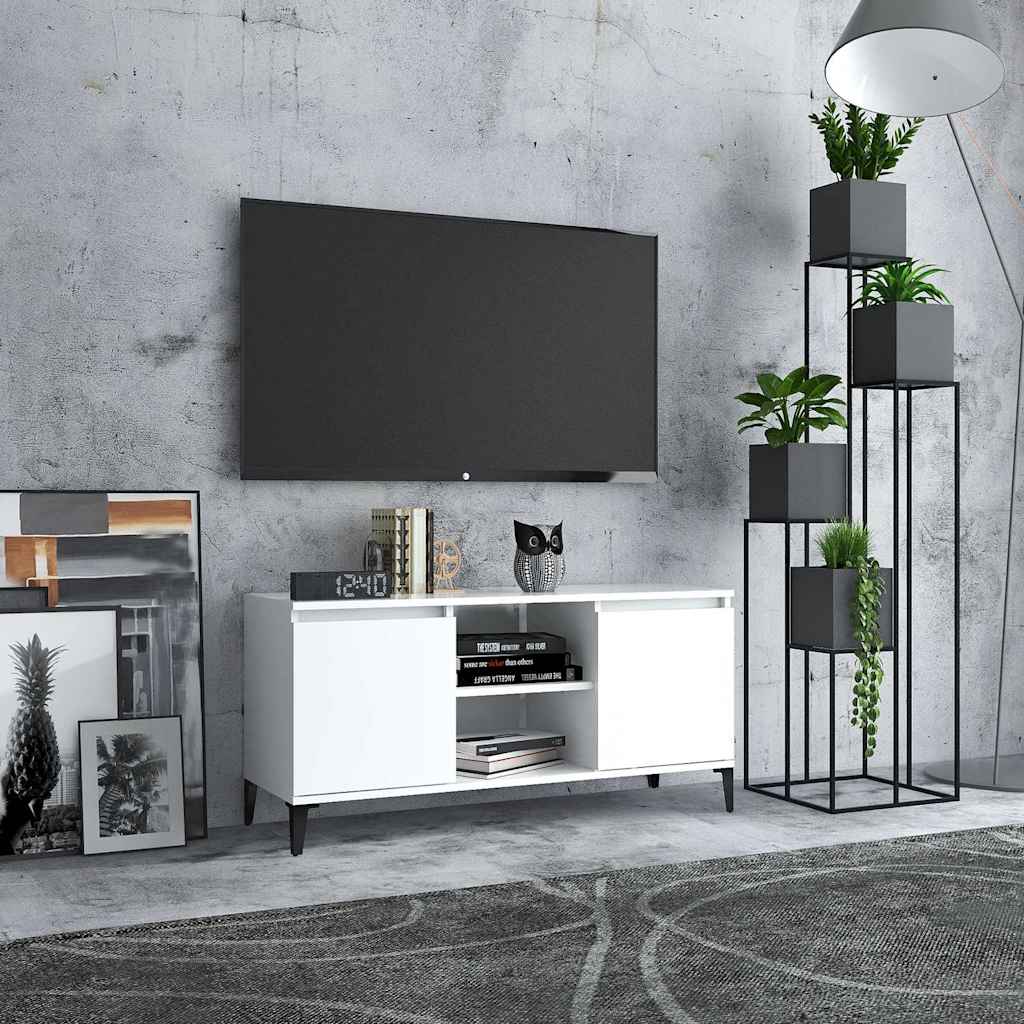 Metalljalgadega telerikapp, valge, 103,5x35x50 cm