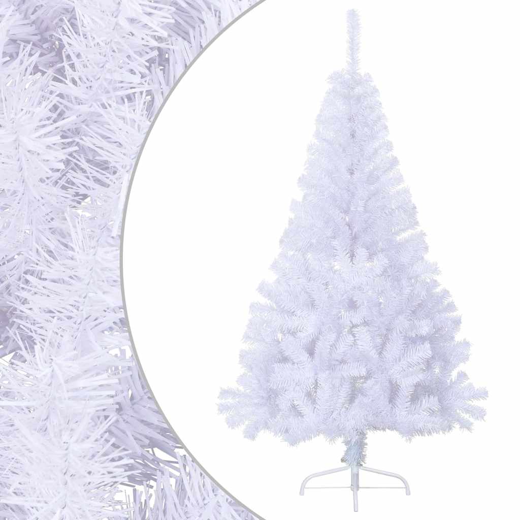Poolik kunstkuusk alusega, valge, 150 cm, PVC
