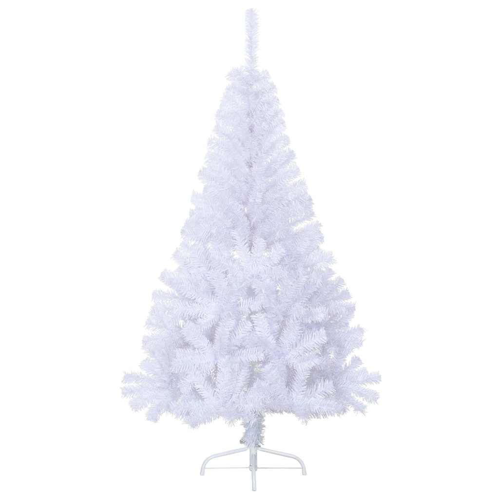 Poolik kunstkuusk alusega, valge, 150 cm, PVC