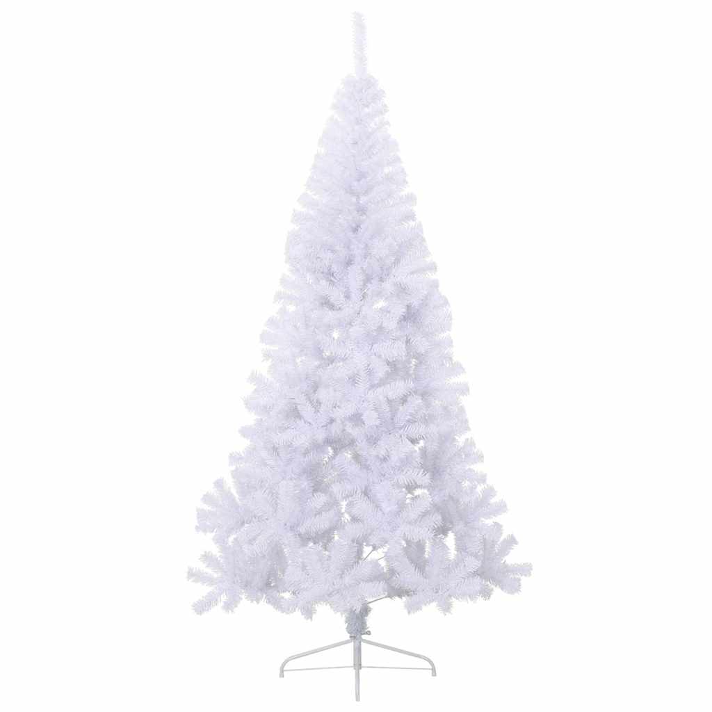 Poolik kunstkuusk alusega, valge, 210 cm, PVC