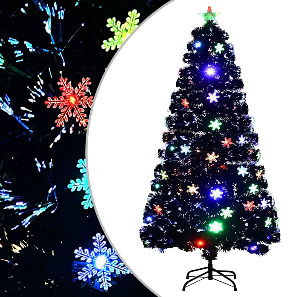 Kunstkuusk LED-lumehelvestega, must, 120 cm, kiudoptiline