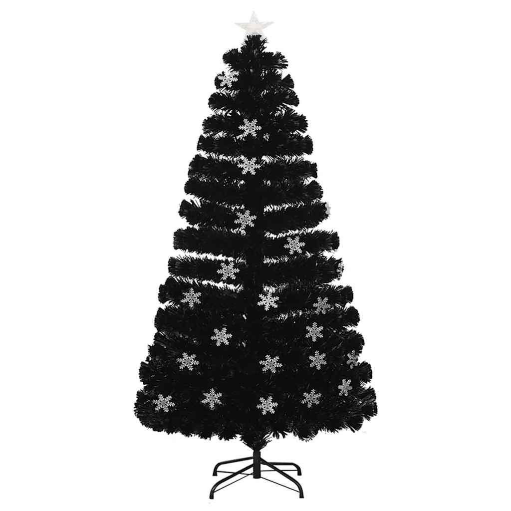 Kunstkuusk LED-lumehelvestega, must, 120 cm, kiudoptiline