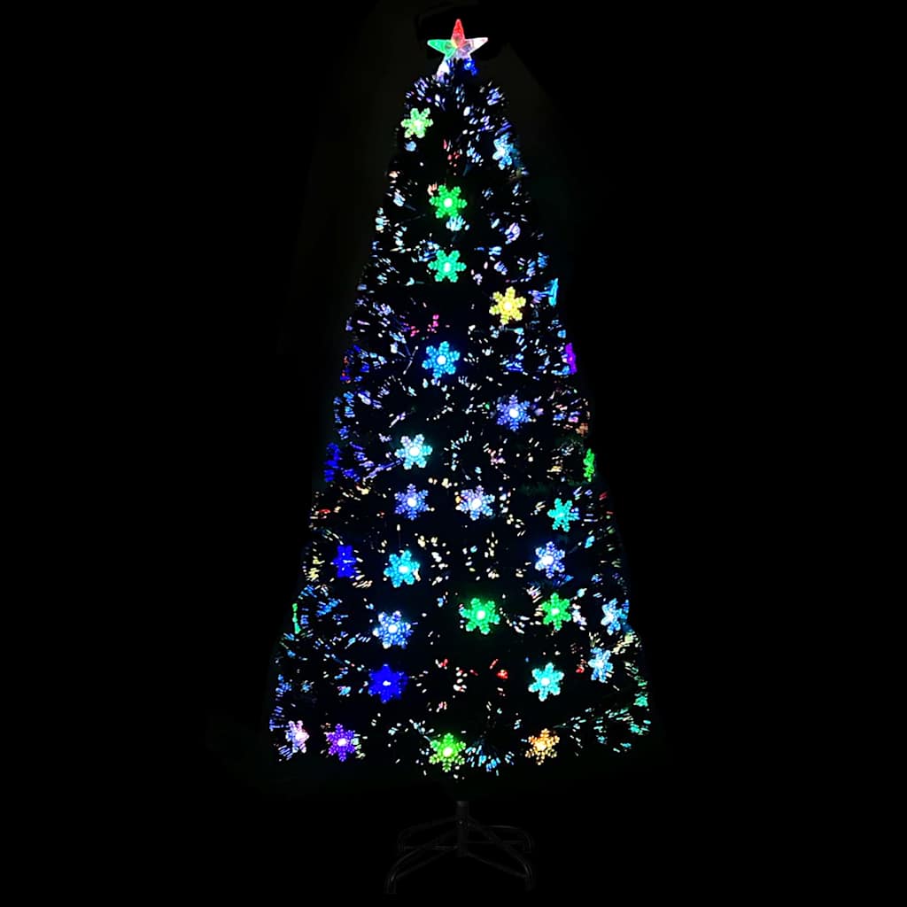 Kunstkuusk LED-lumehelvestega, must, 150 cm, kiudoptiline