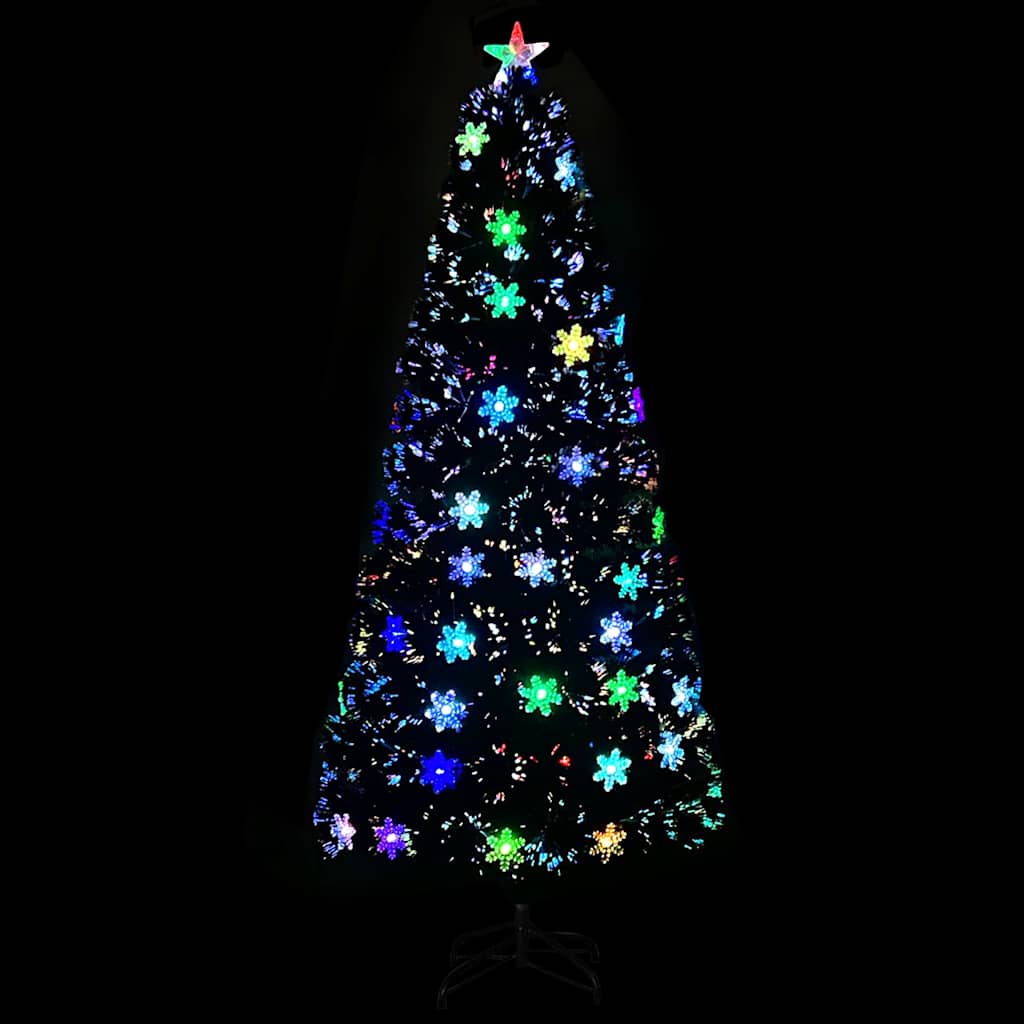 Kunstkuusk LED-lumehelvestega, must, 180 cm, kiudoptiline