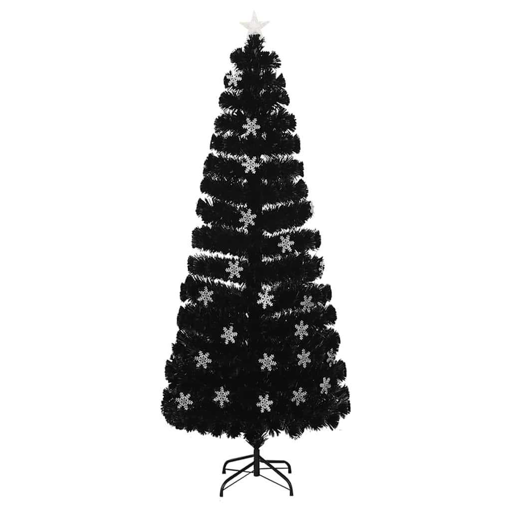 Kunstkuusk LED-lumehelvestega, valge must, 240 cm, kiudoptiline