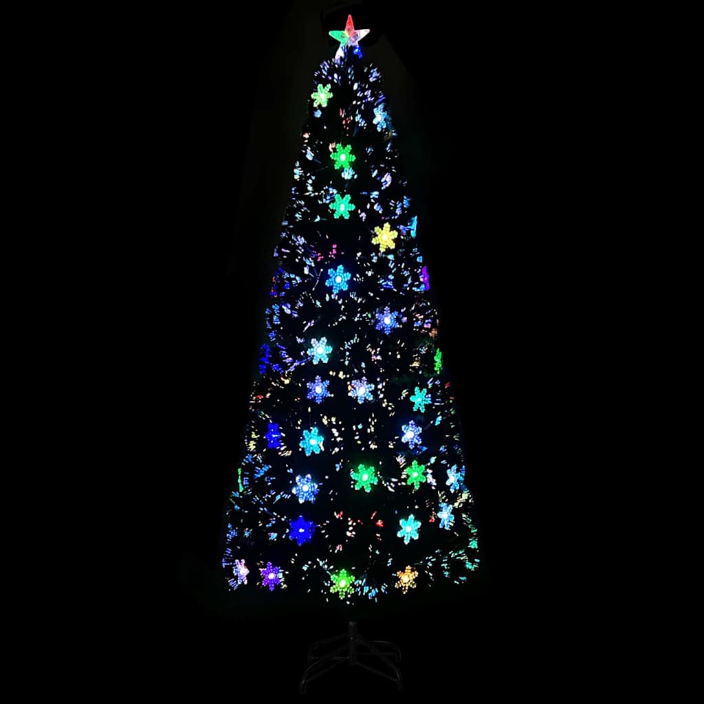 Kunstkuusk LED-lumehelvestega, valge must, 240 cm, kiudoptiline