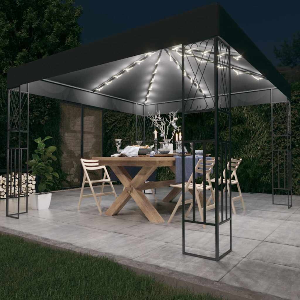 Varjualune, LED-nöörvalgustitega, 3x3 m, antratsiithall kangas