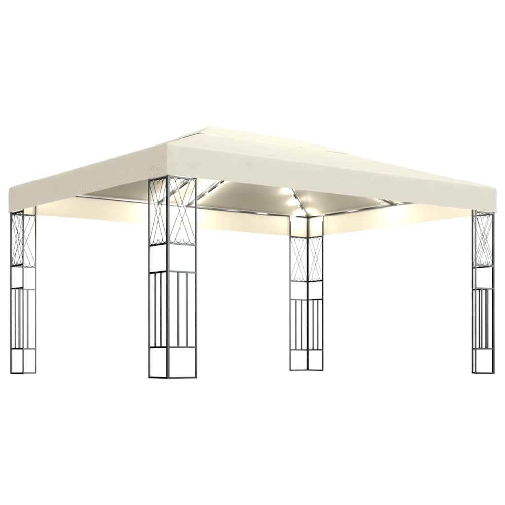 Varjualune, LED-nöörvalgustitega, 3 x 4 m, kreemjas kangas