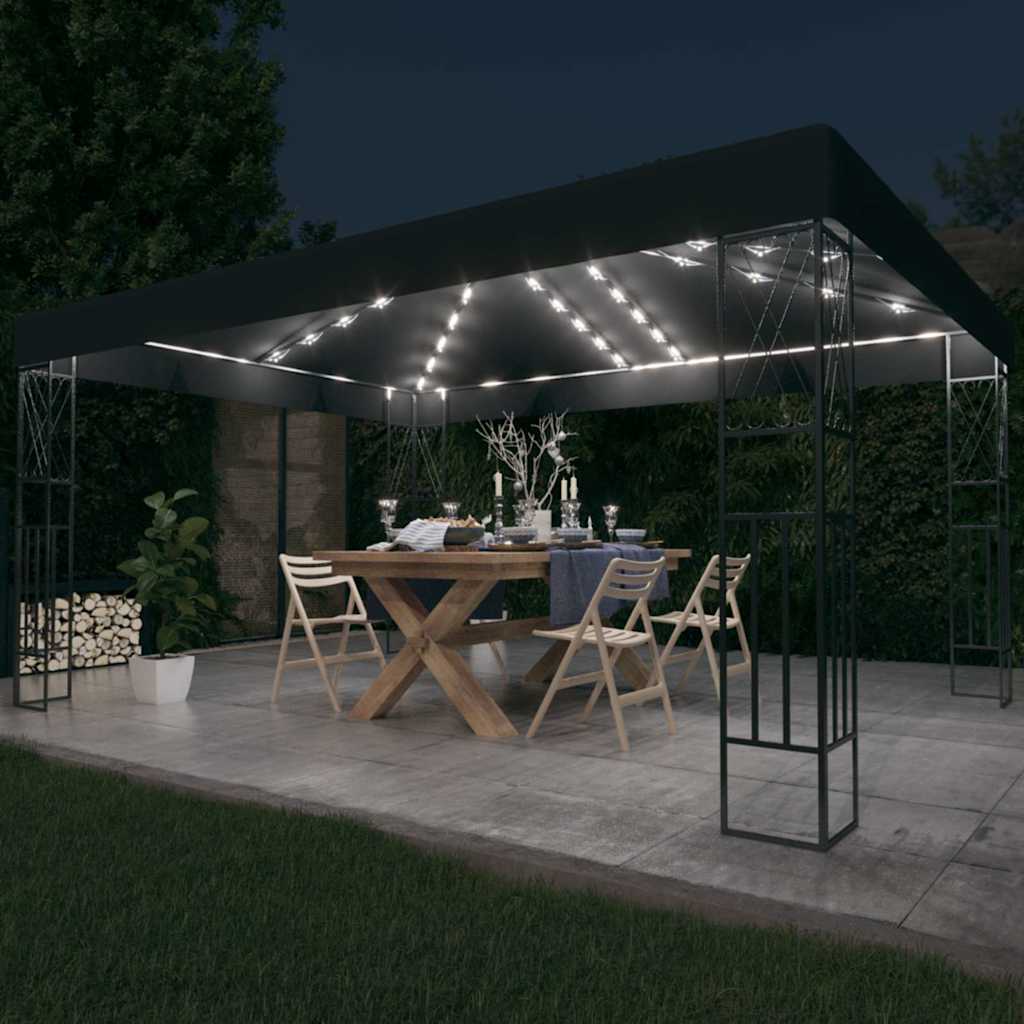 Varjualune, LED-nöörvalgustitega, 3x4 m, antratsiithall kangas