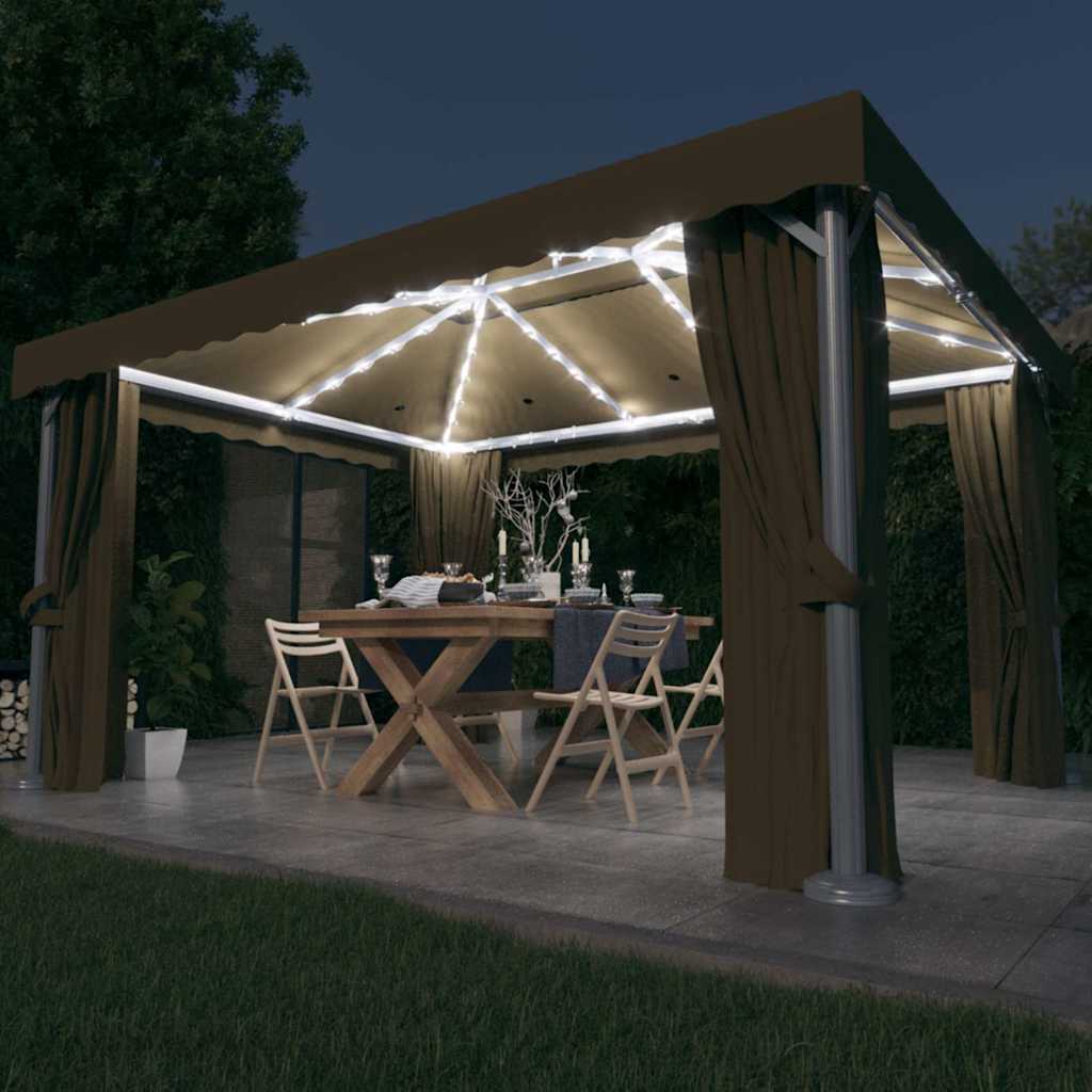 Varikatus, kardin, LED-nöörvalgusti 4x3 m pruunikas