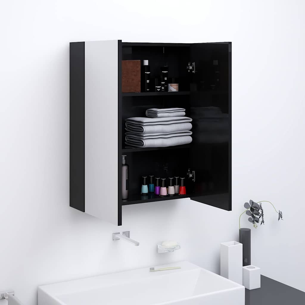 Vannitoa peegelkapp, 60 x 15 x 75 cm, MDF, säravmust