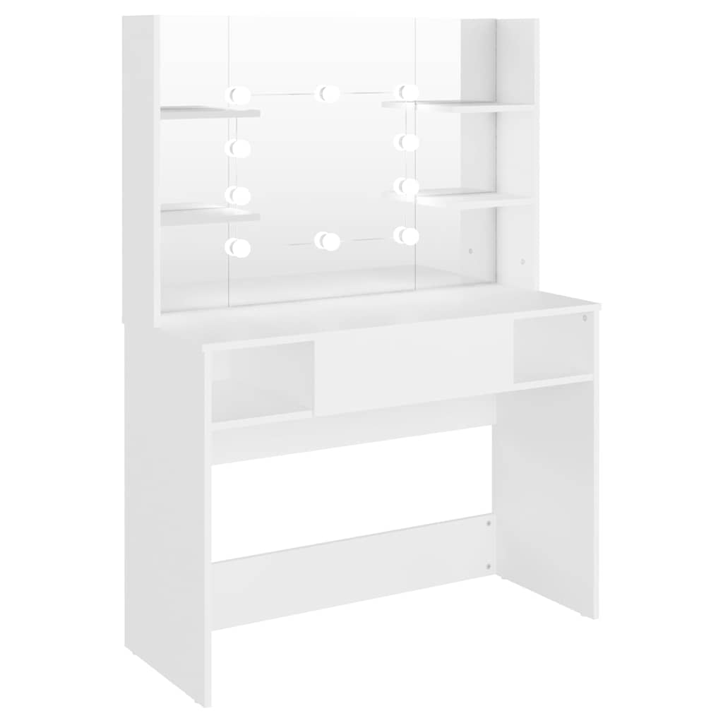 Meigilaud LED-tuledega, 100x40x135 cm, valge