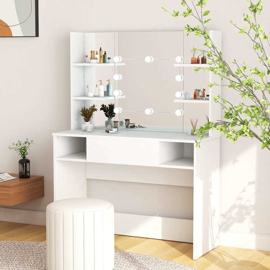 Meigilaud LED-tuledega, 100x40x135 cm, valge