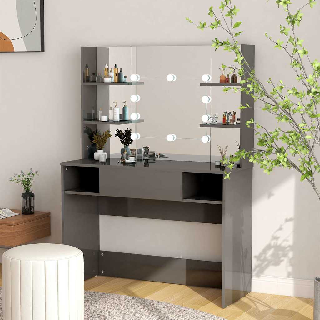 Meigilaud LED-tuledega, 100x40x135 cm, säravhall