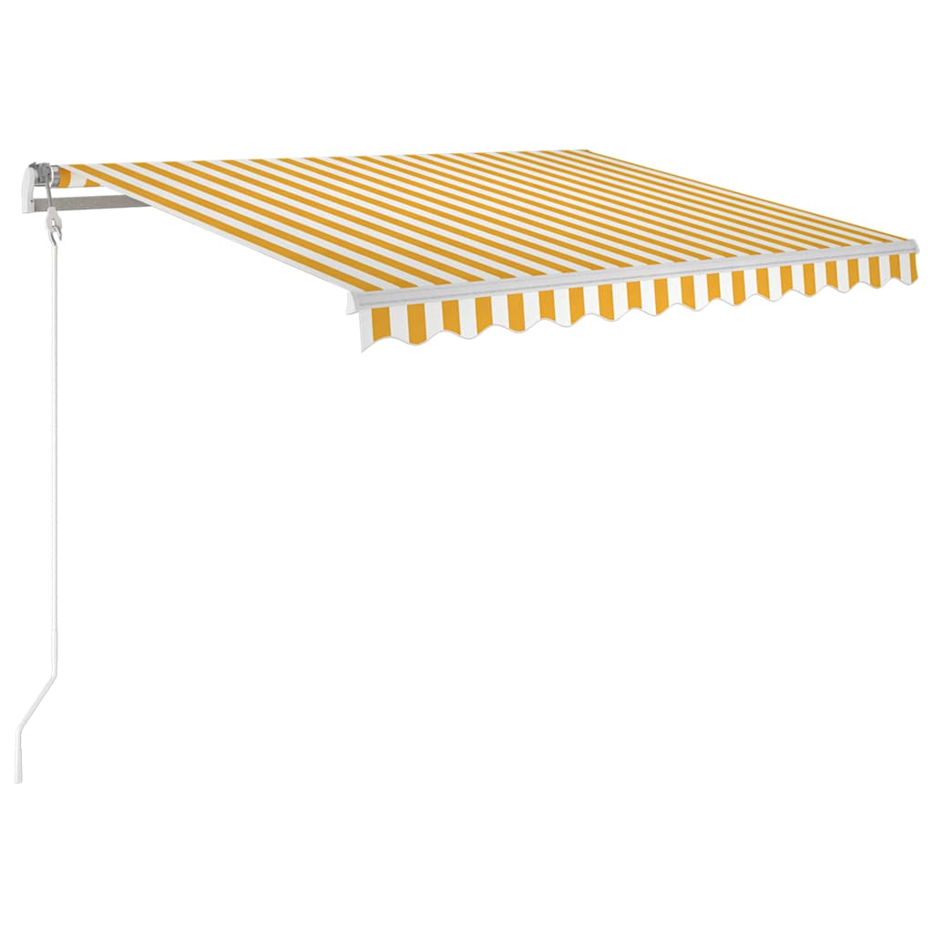 Käsitsi sissetõmmatav varikatus, 350x250 cm kollane ja valge