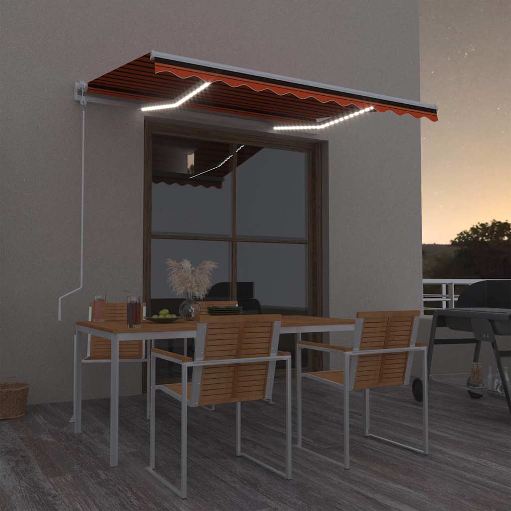 Automaatne varikatus LED, tuuleandur, 350x250 cm oranž/pruun