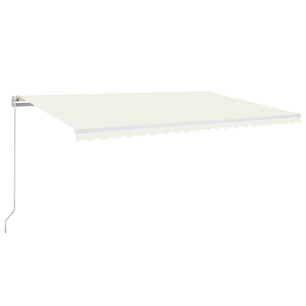 Käsitsi sissetõmmatav varikatus LEDiga, 500 x 300 cm kreemjas