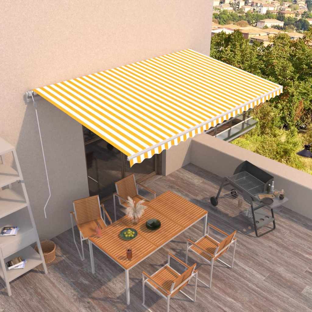 Automaatselt sissetõmmatav varikatus 500x300 cm kollane, valge