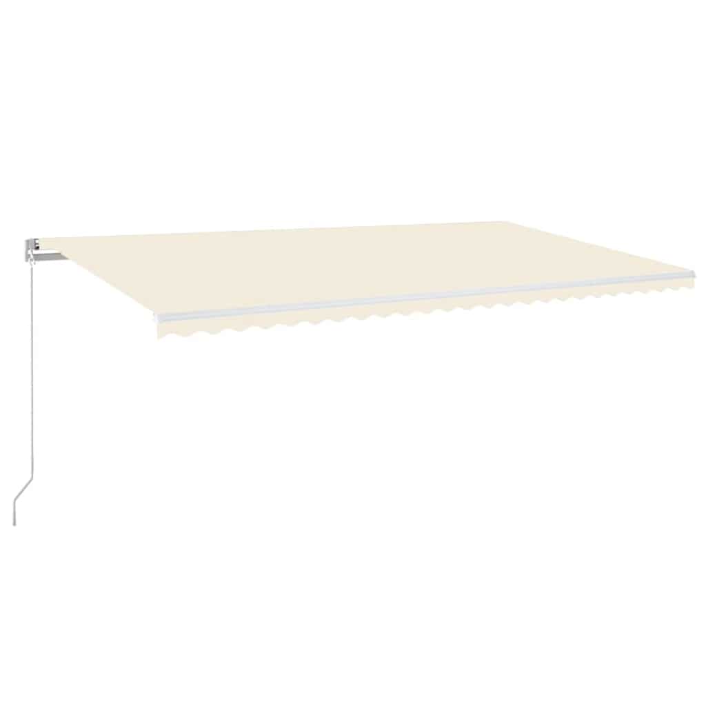 Käsitsi sissetõmmatav varikatus LED-iga, 600 x 300 cm, kreemjas