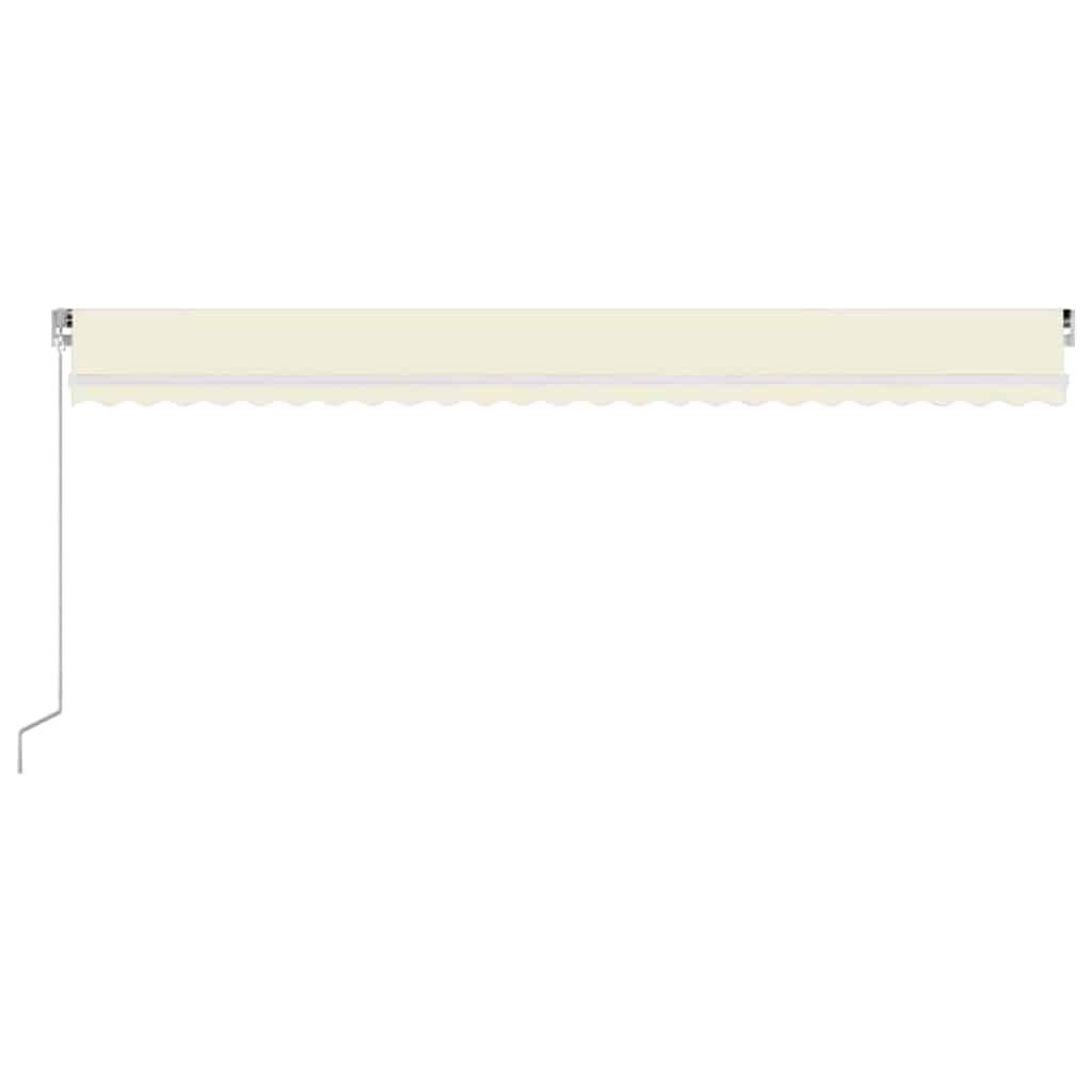Käsitsi sissetõmmatav varikatus LED-iga, 600 x 300 cm, kreemjas