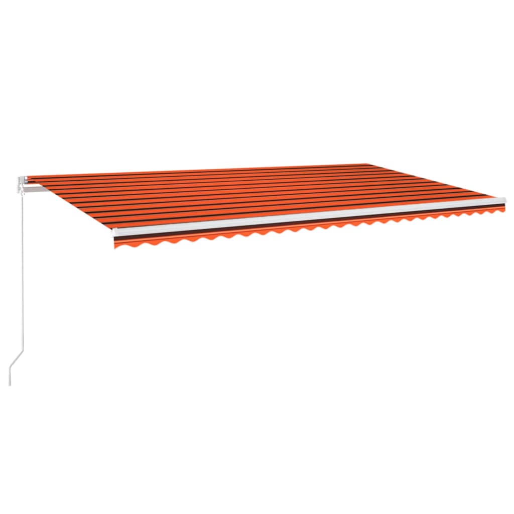 Käsitsi sissetõmmatav varikatus LED, 600x300 cm, oranž ja pruun