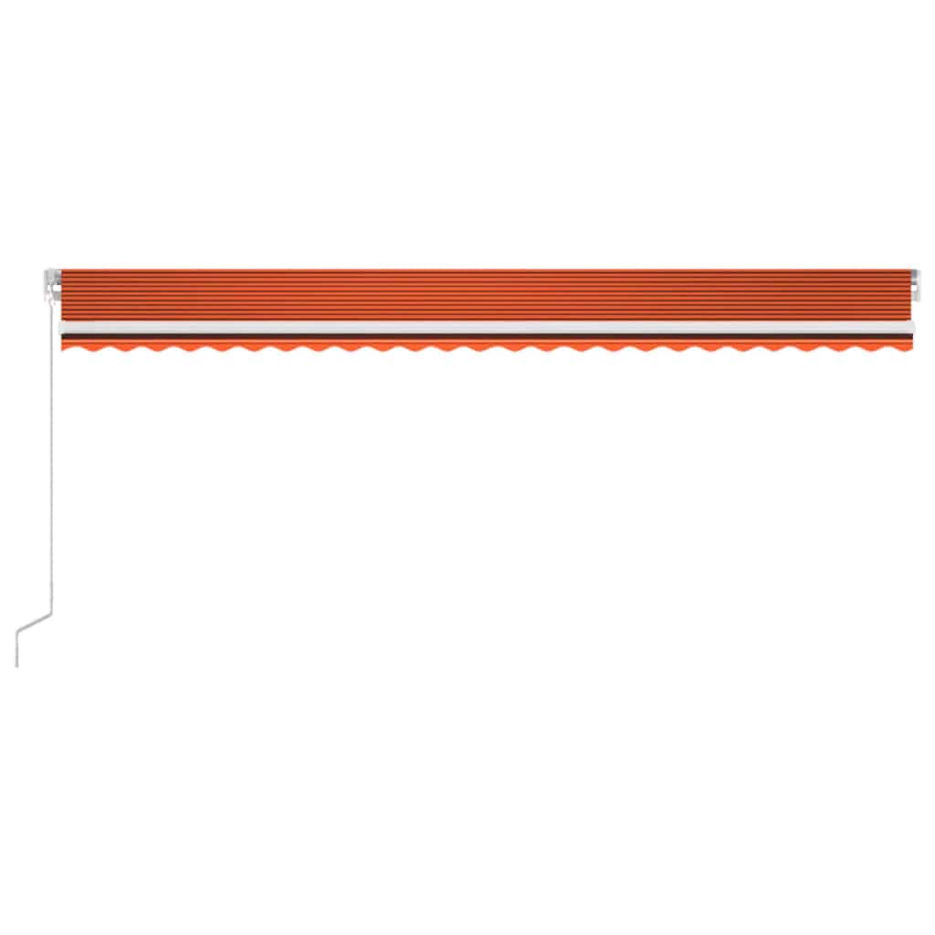 Käsitsi sissetõmmatav varikatus LED, 600x300 cm, oranž ja pruun