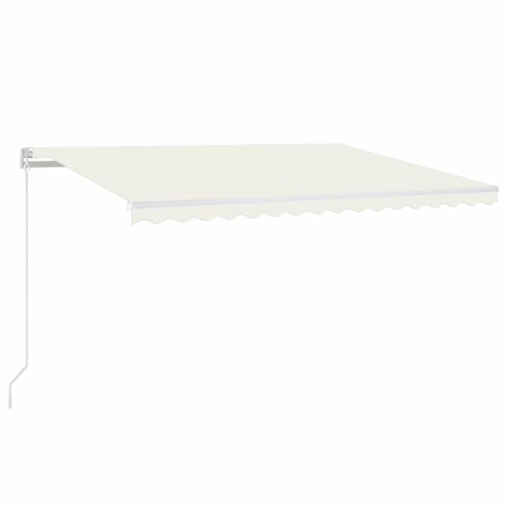 Käsitsi sissetõmmatav varikatus, LEDiga 400 x 350 cm kreemjas