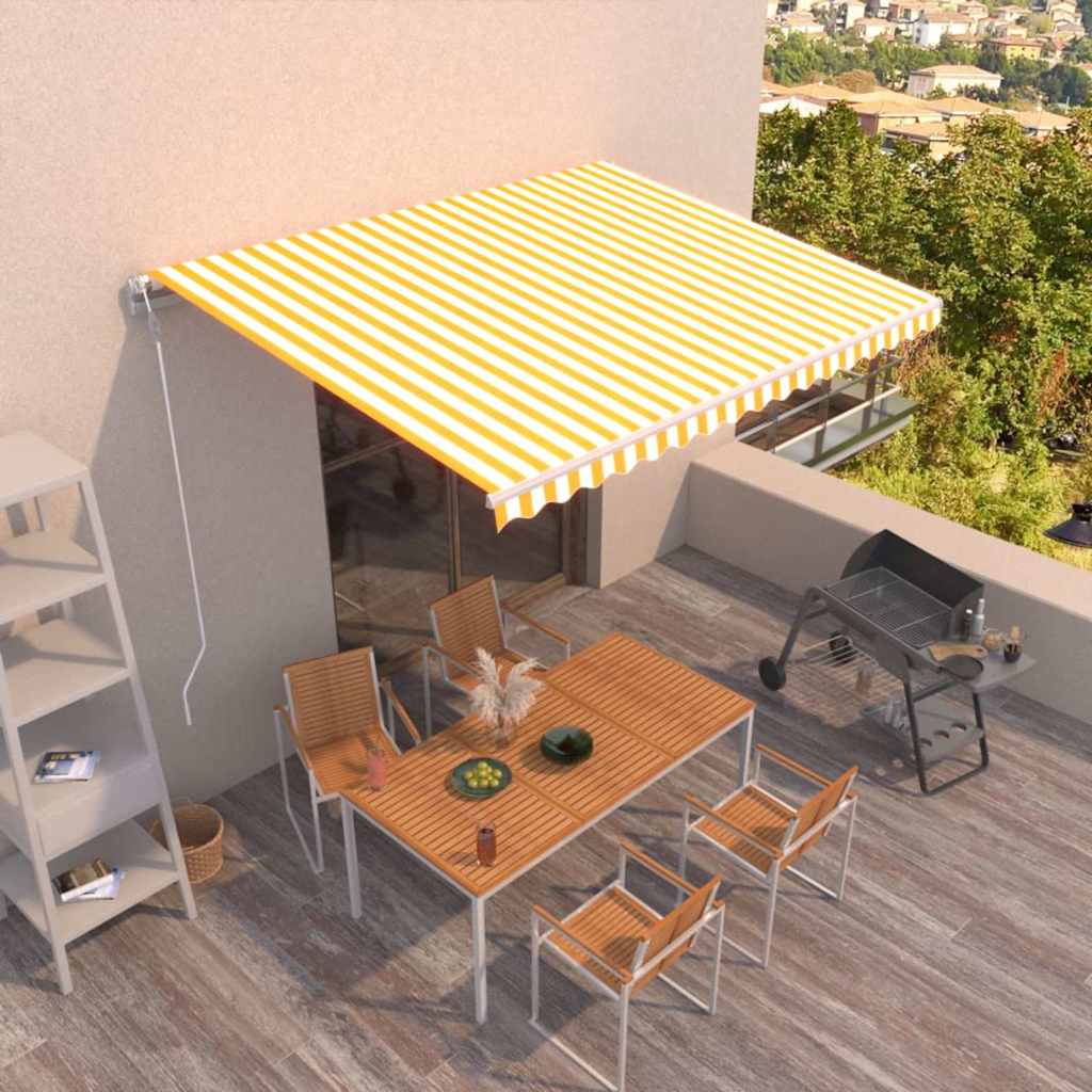 Automaatselt sissetõmmatav varikatus 400x350 cm kollane, valge