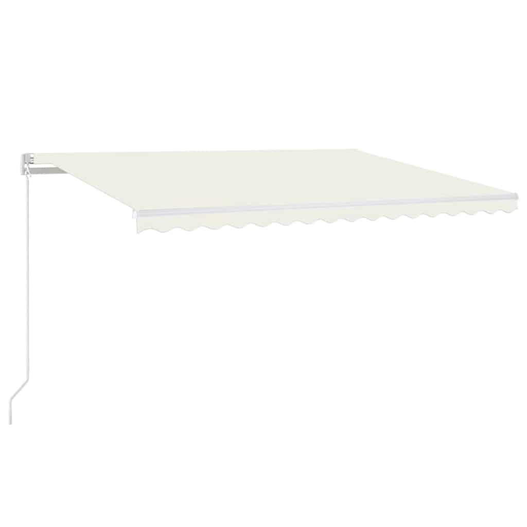 Käsitsi sissetõmmatav varikatus LED-iga, 450 x 350 cm, kreemjas