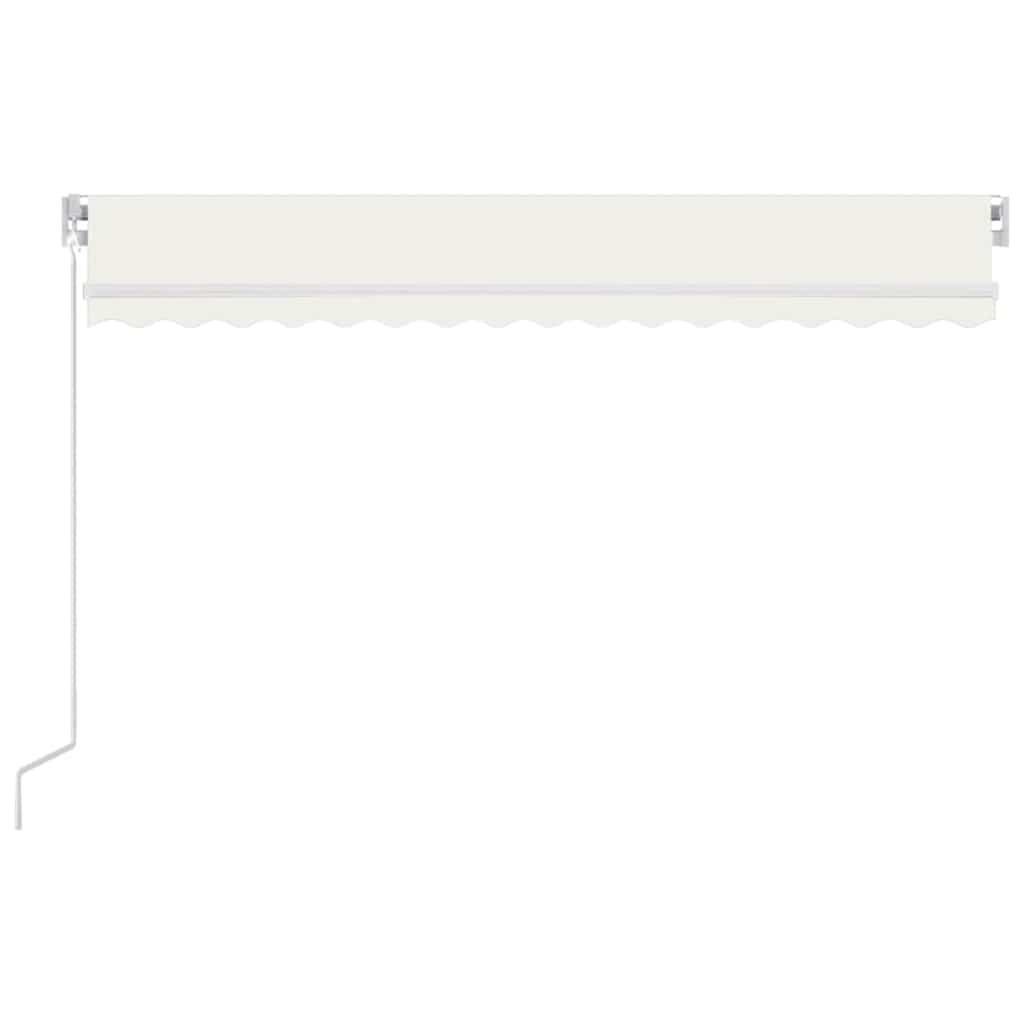 Käsitsi sissetõmmatav varikatus LED-iga, 450 x 350 cm, kreemjas