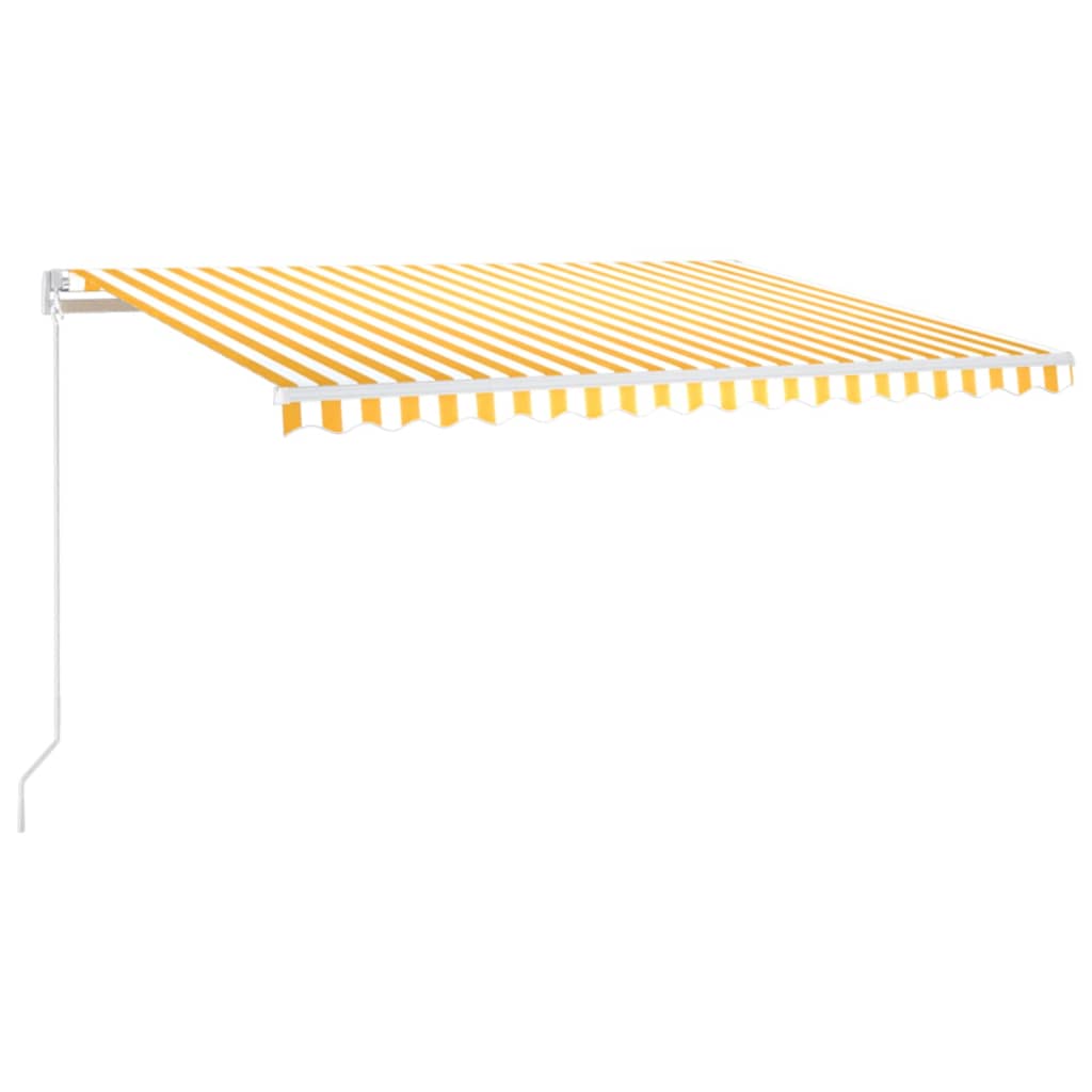 Käsitsi sissetõmmatav varikatus LED, 450x350 cm, kollane/valge