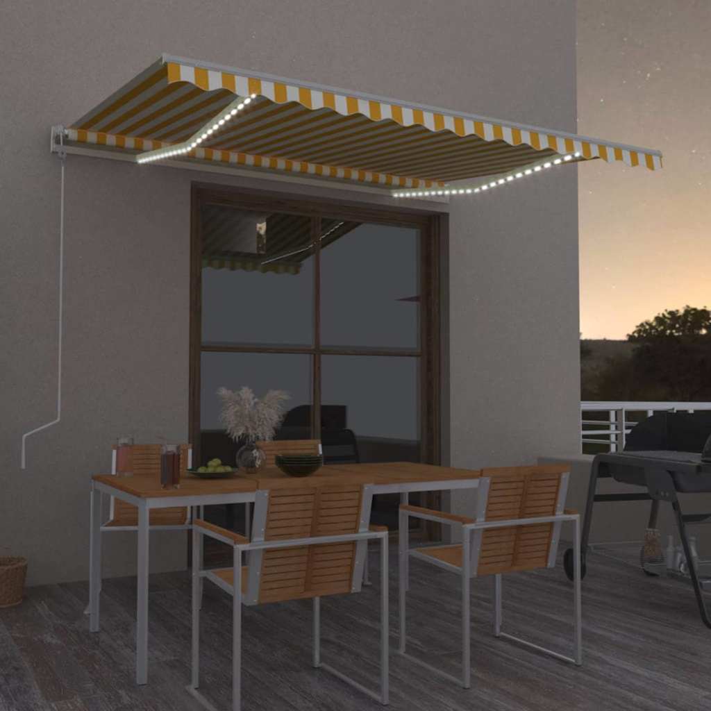 Automaatne varikatus, LED, tuuleandur, 450x350 cm kollane/valge