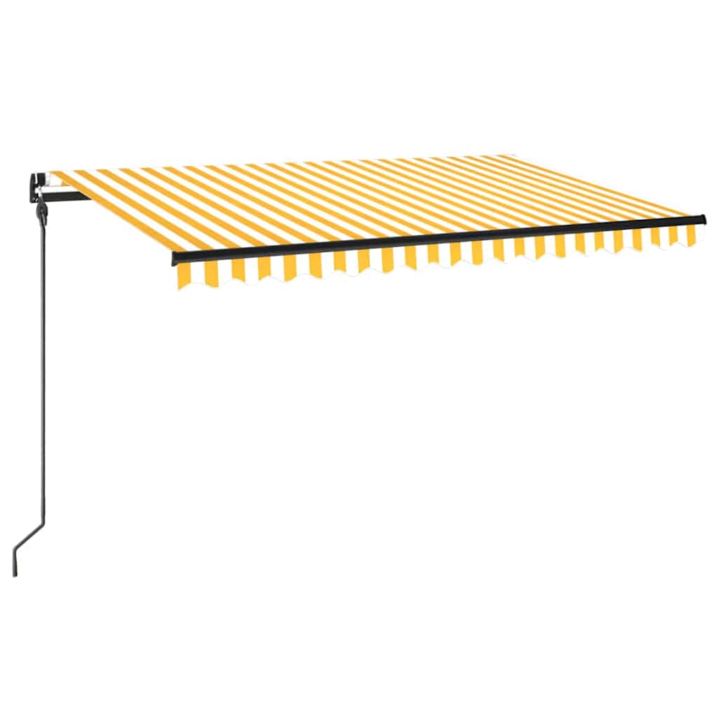 Käsitsi sissetõmmatav varikatus, LED, 450x300 cm kollane, valge