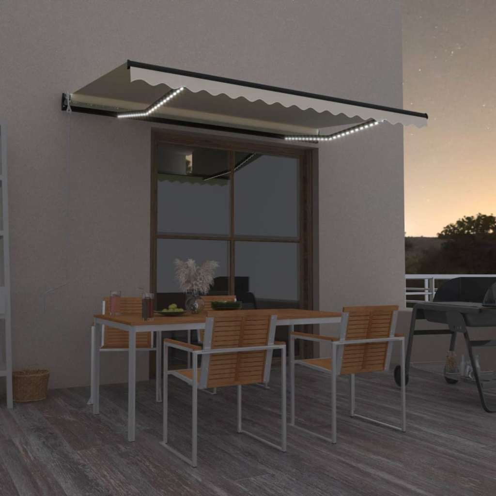 Automaatne varikatus LEDi ja tuuleanduriga 450x300 cm kreemjas