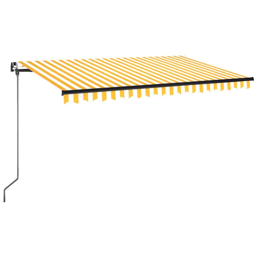 Käsitsi sissetõmmatav varikatus, 400 x 350 cm, kollane ja valge