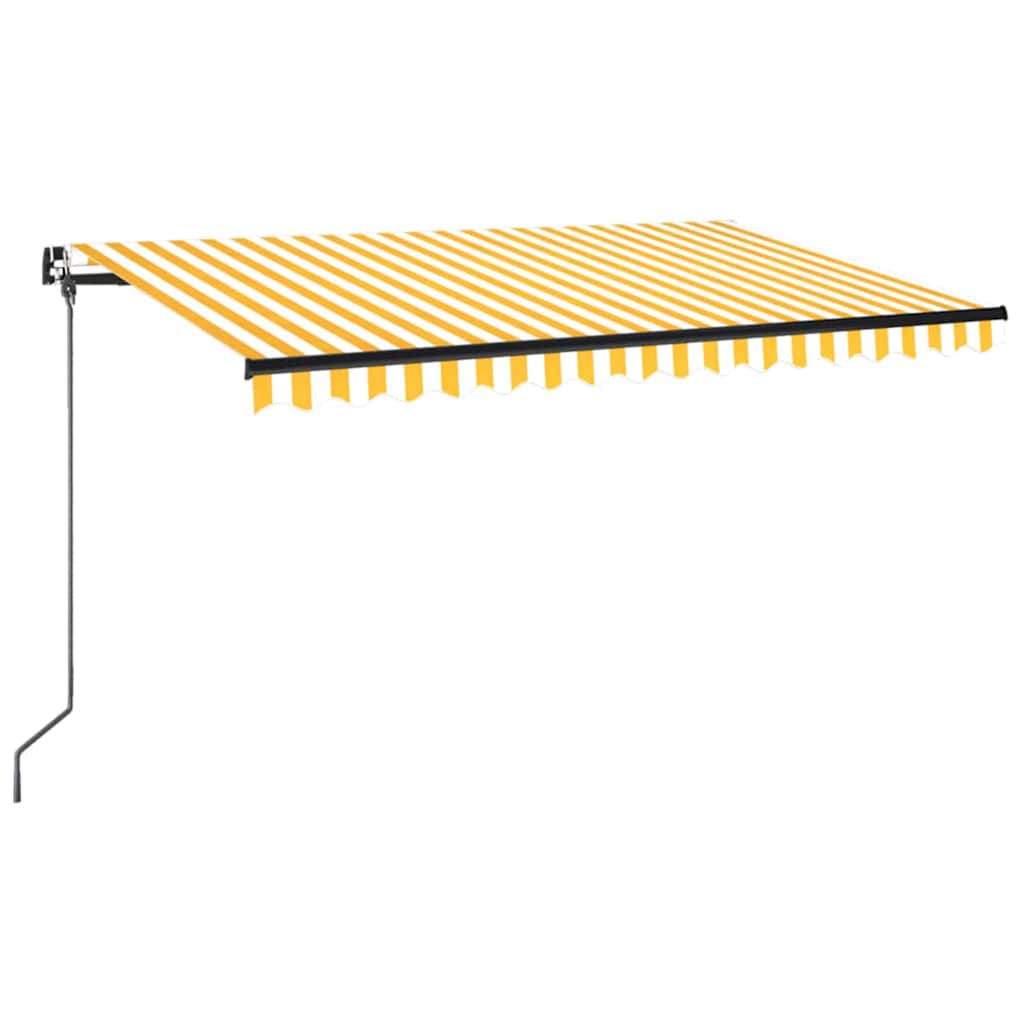 Käsitsi sissetõmmatav varikatus LED, 450x350 cm, kollane/valge