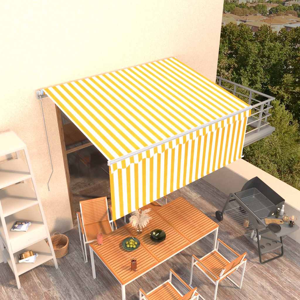 Käsitsi sissetõmmatav varikatus, 3,5x2,5m, kollane/valge