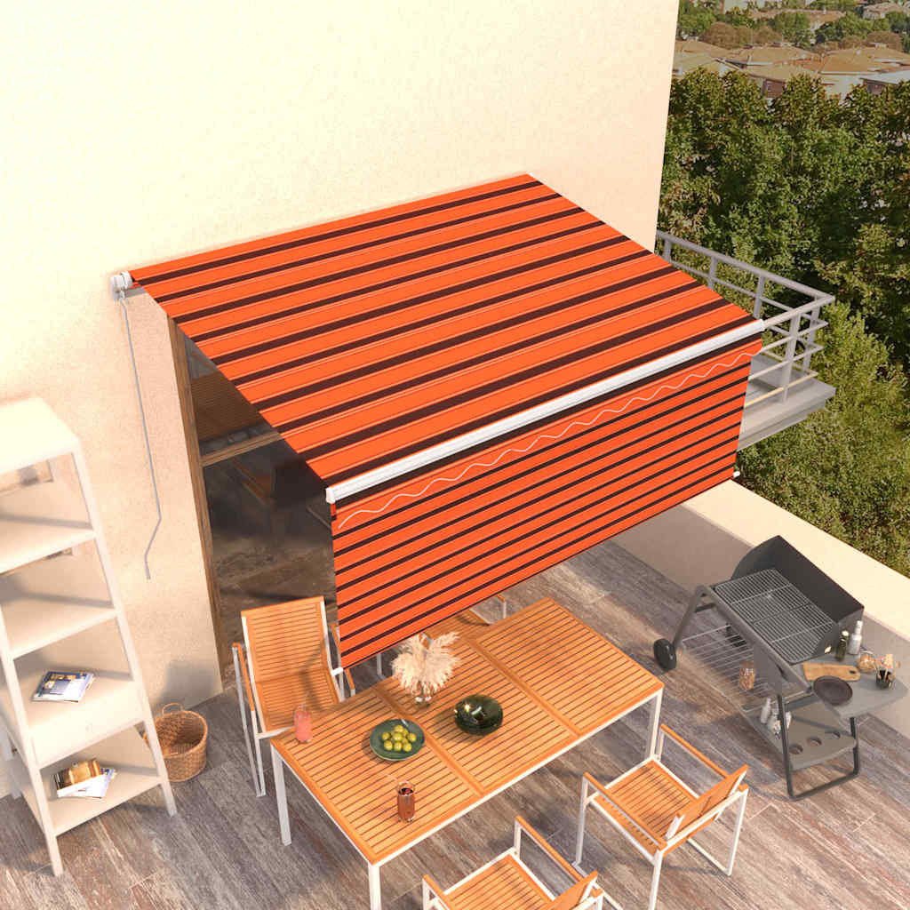Käsitsi sissetõmmatav varikatus, 3,5x2,5m, oranž ja pruun