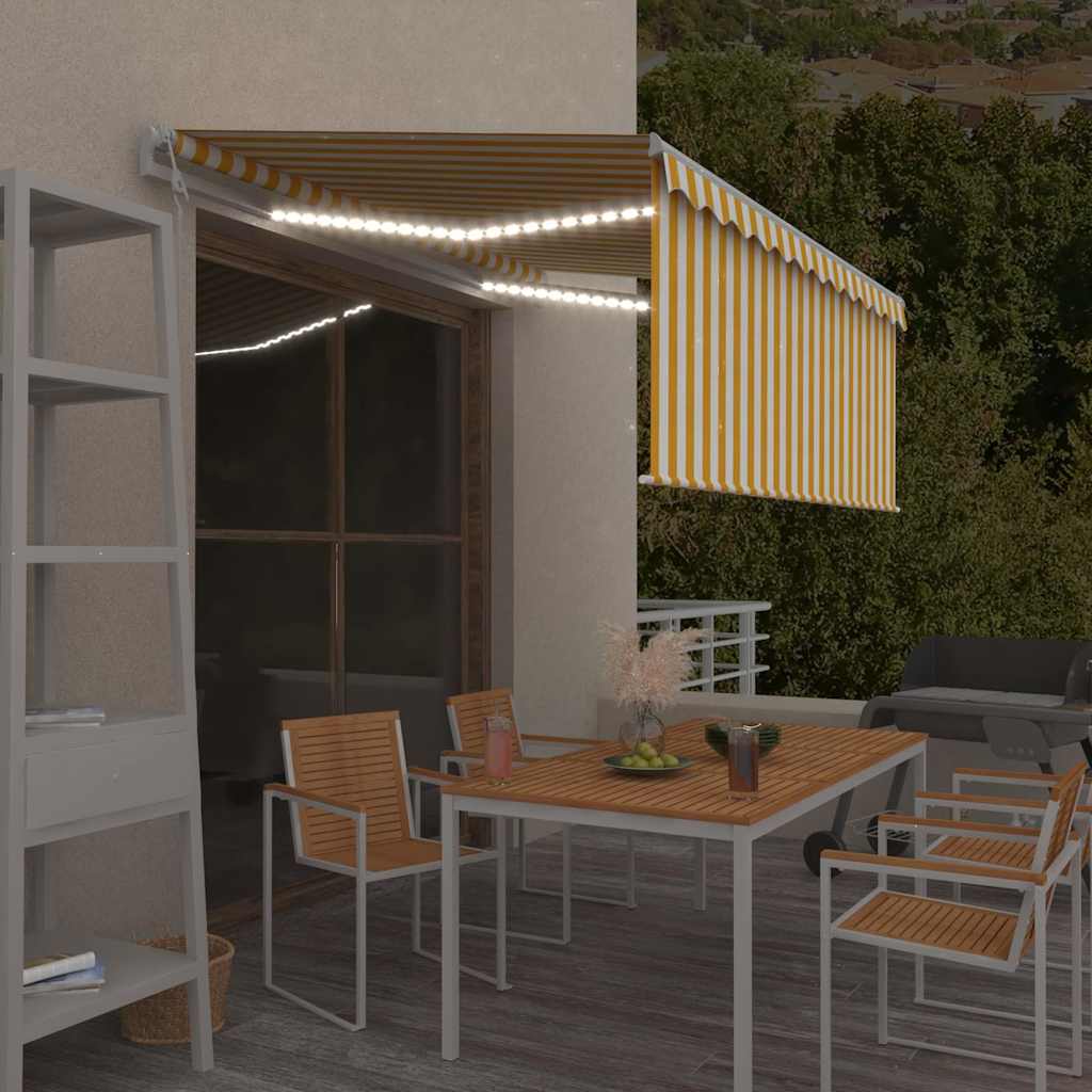 Automaatne varikatus, tuuleandur LED, 3,5x2,5 m, kollane, valge