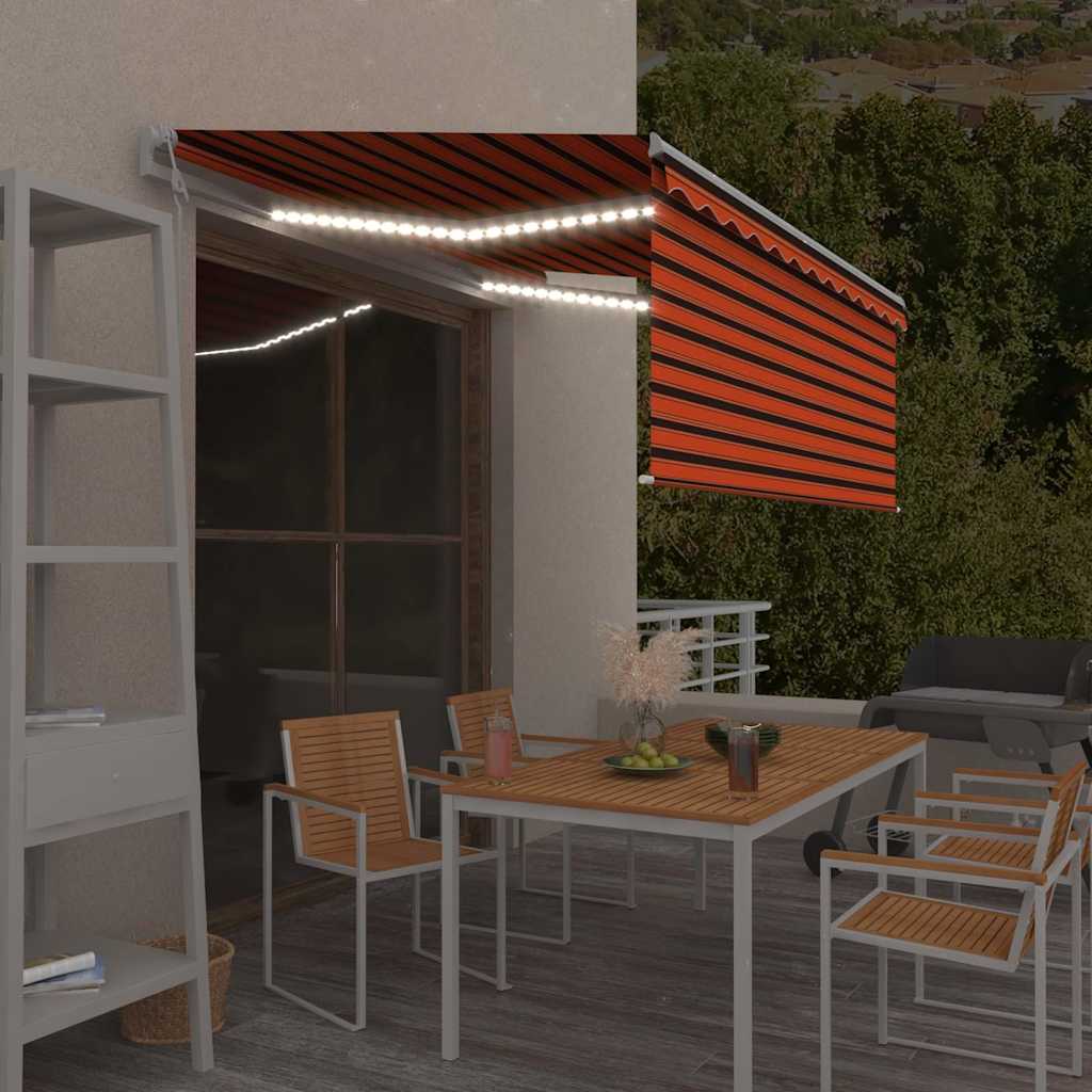 Automaatne varikatus LED, tuuleandur, 3,5x2,5 m oranž/pruun