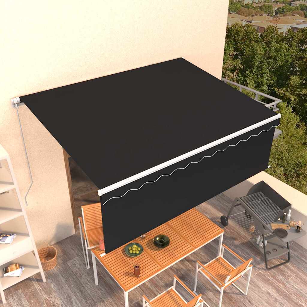 Käsitsi sissetõmmatav varikatus rulooga, 4x3m, antratsiithall