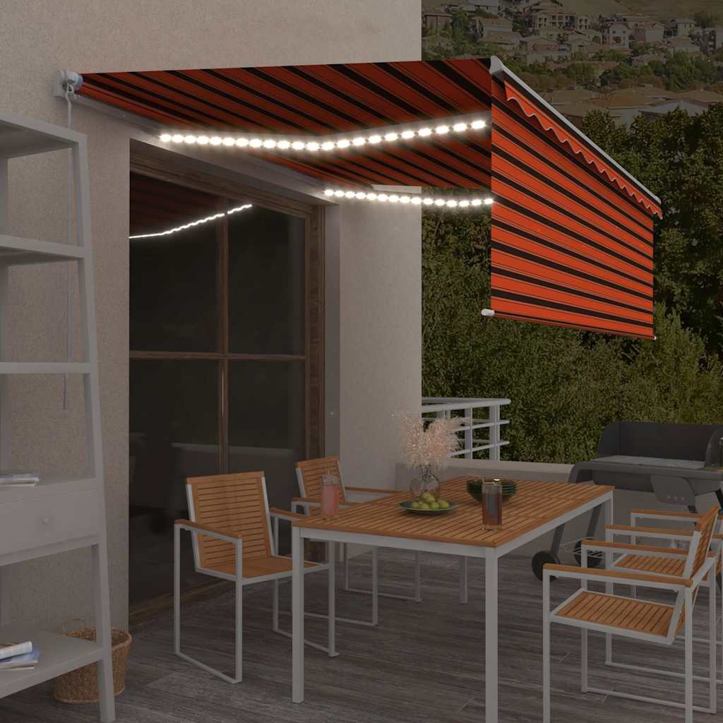 Käsitsi sissetõmmatav varikatus rulooga, 4,5x3 m, oranž/pruun
