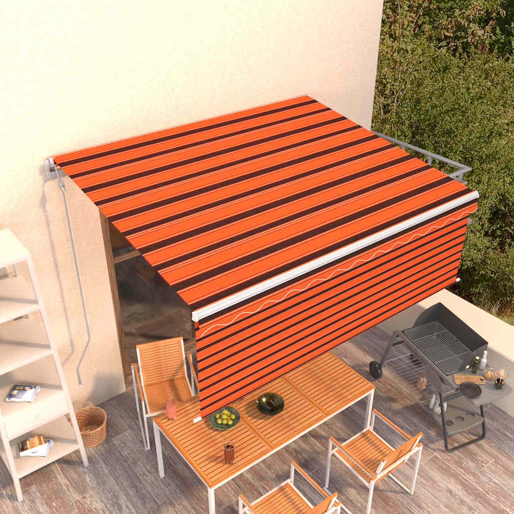 Automaatne varikatus rulooga, 4,5 x 3 m, oranž/pruun