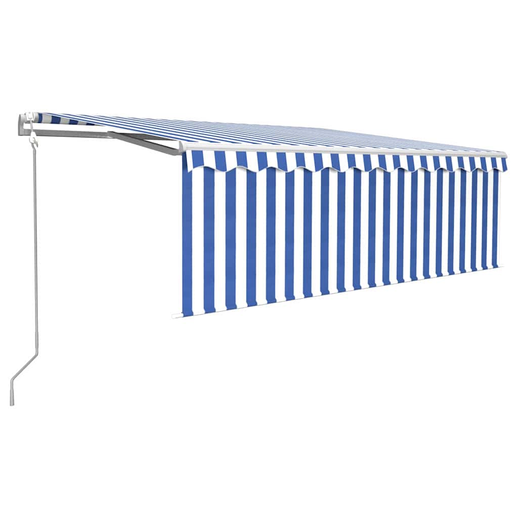 Automaatne varikatus LED ja tuuleandur 4,5x3 m sinine ja valge
