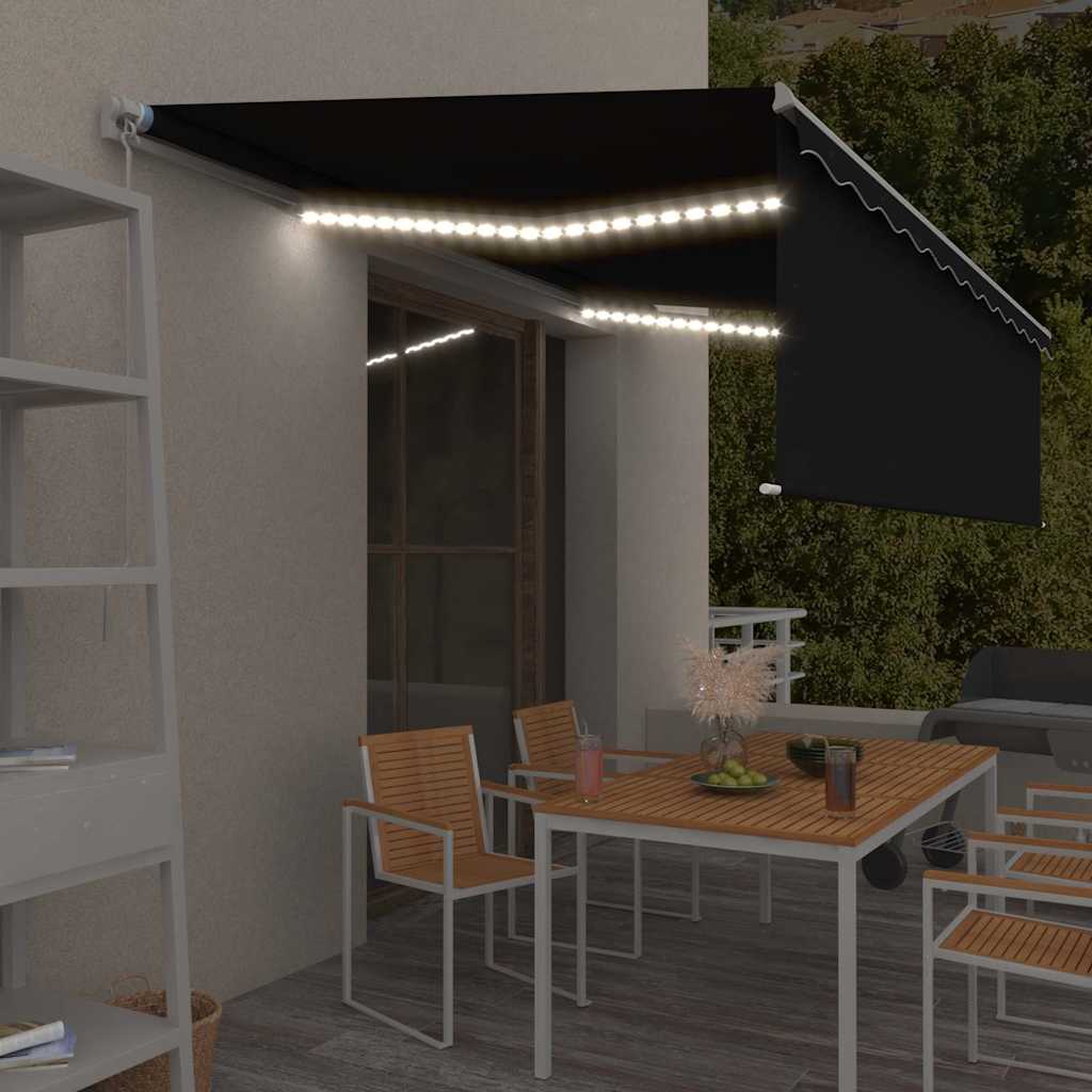 Käsitsi sissetõmmatav varikatus rulooga, 5 x 3 m, antratsiit