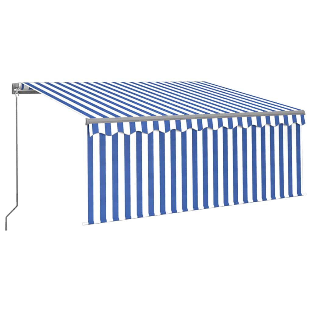 Käsitsi sissetõmmatav varikatus ruloo&LED,3x2,5 m, sinine/valge